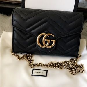 Gucci Marmont wallet on a chain